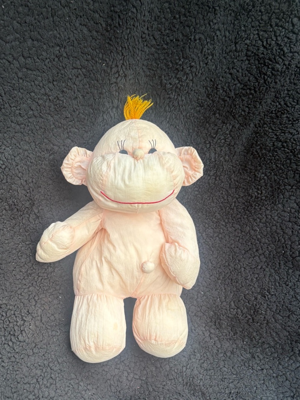 Wallace 1980s Vintage Monkey Plush Stuffed Animal Retro Puffalump Style Toy